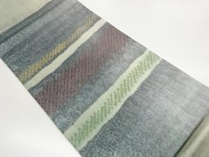 本場大島紬絞り銀彩横縞模様袋帯